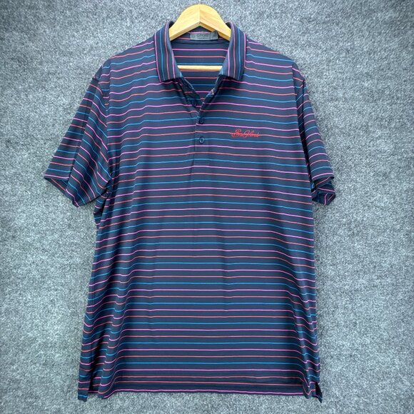 G/FORE Golf Polo Shirt Mens Extra Large Blue Performance Striped Sea Island - Picture 1 of 12